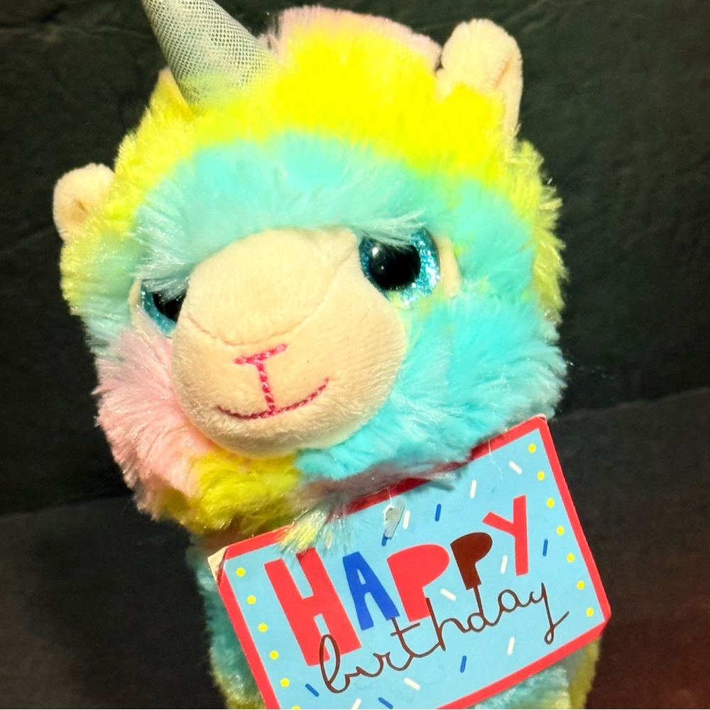 Colorful Stuffed Plush Unicorn Llama Toy Animal - Happy Birthday Party Decor NWT